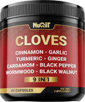 9in1 Clove Supplement Rich in Vitamins & Minerals for Digestive, Immune System, Bone & Heart Health with Cinnamon, Turmeric, Ginger, Cardamom, Garlic, Wormwood, Black Walnut - 60 Capsules - 30 Days