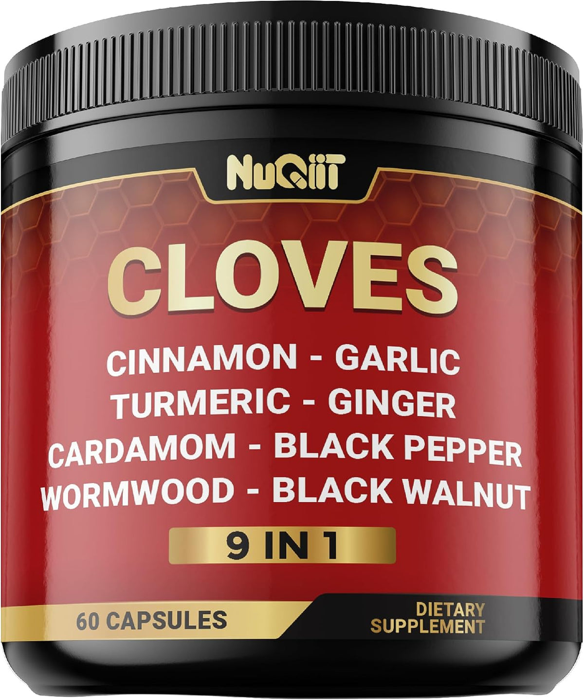 9in1 Clove Supplement Rich in Vitamins & Minerals for Digestive, Immune System, Bone & Heart Health with Cinnamon, Turmeric, Ginger, Cardamom, Garlic, Wormwood, Black Walnut - 60 Capsules - 30 Days - görsel 1