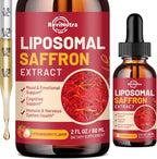 ReviNutra Saffron Extract Liposomal Drops – 88.5mg con Magnesio, Zinc, Ashwagandha, L-Theanina, Vitamina B6, D3 – Sabor Fresa 59ml (2 Fl Oz)