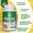 Whole Food Multivitamin for Men and Women - Complete Daily Superfood Vitamins Plus Minerals, Digestive Enzymes, Probiotics and Omegas