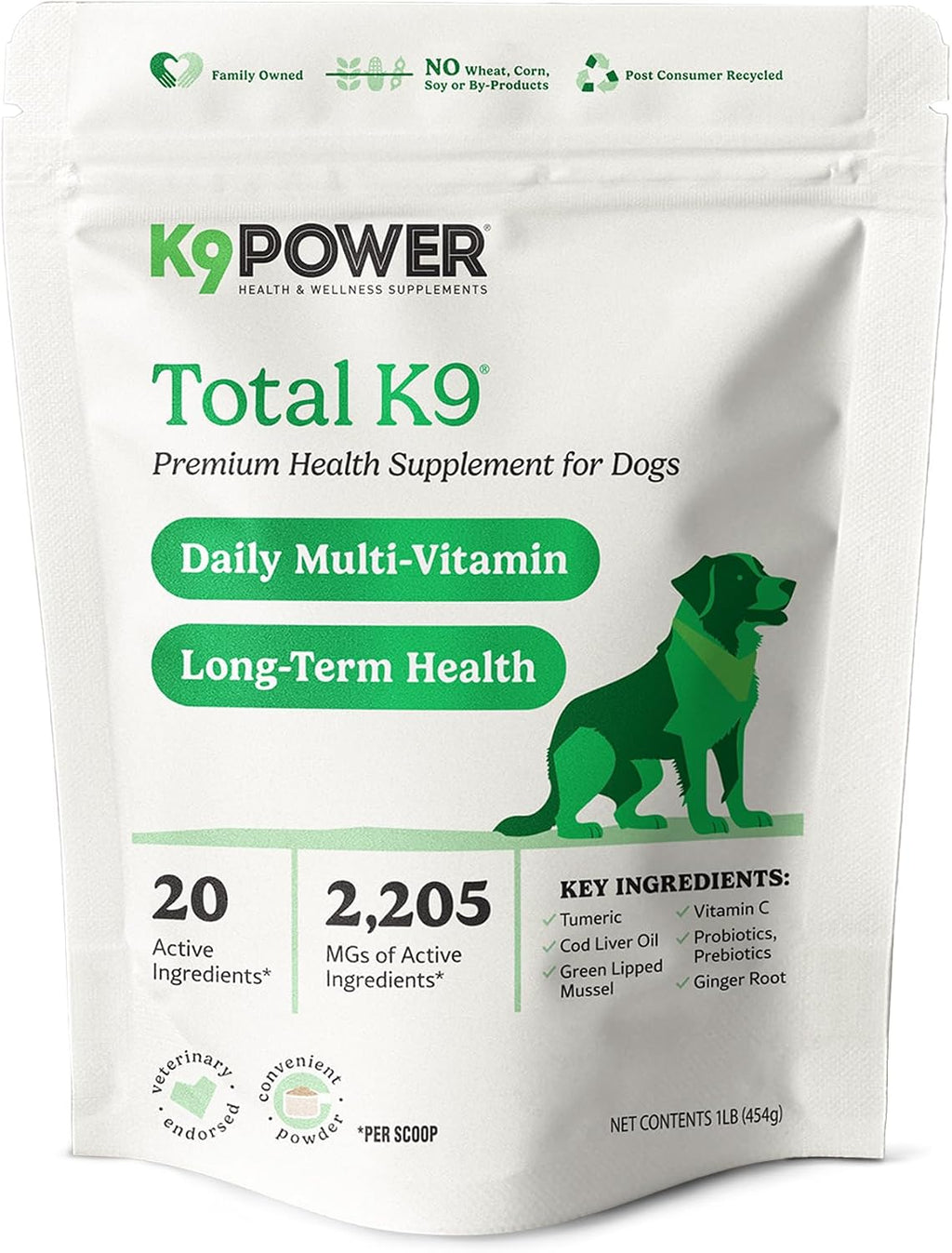 K9Power Total K9 – Polvo Multivitamínico 11 en 1 para Perros