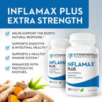 Vitaminerals® 121+ Inflamax® Plus | Quercetina | Enzimas Proteolíticas | Jengibre | Cúrcuma | 120 Cápsulas Vegetales