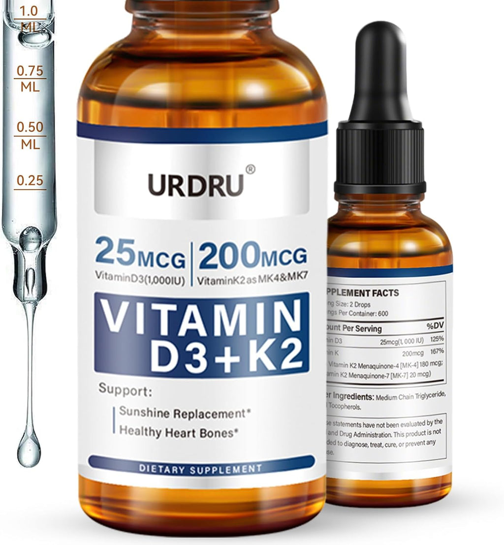 URDRU Gotas Líquidas Orgánicas de Vitamina D3 y K2 - 30ml