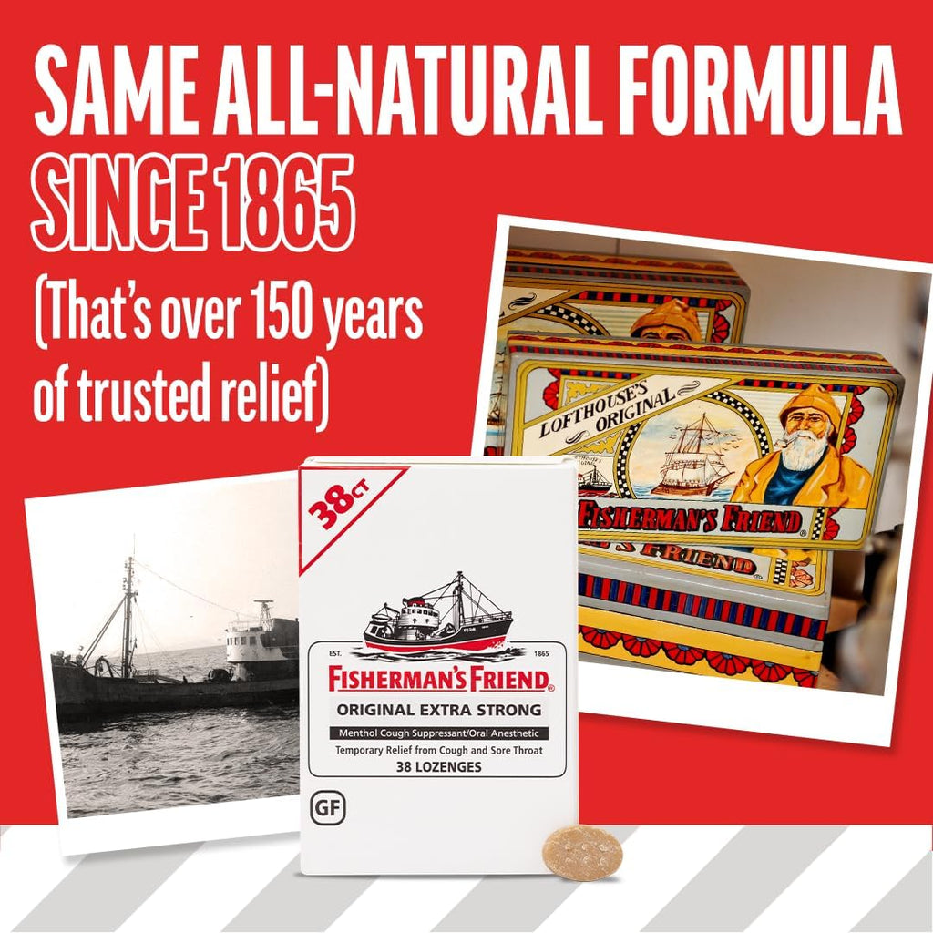 Fisherman's Friend Original Extra Strong Pastillas para la Tos (Paquete de 6 x 38 unidades) - 10mg de Mentol Natural