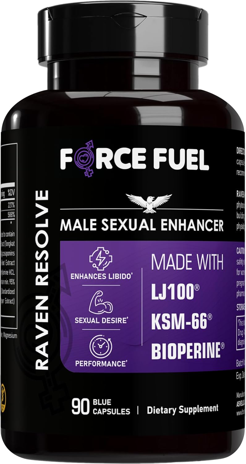 Pastillas para hombres – Dura más en la cama y aumenta la sensibilidad de la erección – Incluye LJ100 Tongkat Ali, KSM-66 Ashwagandha y Bioperine probados en laboratorio – 30 dosis para hombres de 20 a 60 años – Raven Resolve