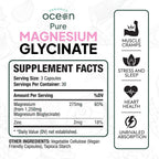 Organics Ocean Magnesio Glicinato Puro con Zinc - Suplemento de Magnesio Quelado de Máxima Potencia para Mujeres y Hombres, Ayuda contra Calambres Musculares y Favorece el Sueño - 6 Frascos
