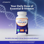 Vitamatic Ácido Fólico 400 mcg - 500 Comprimidos Vegetarianos - Vitamina B9