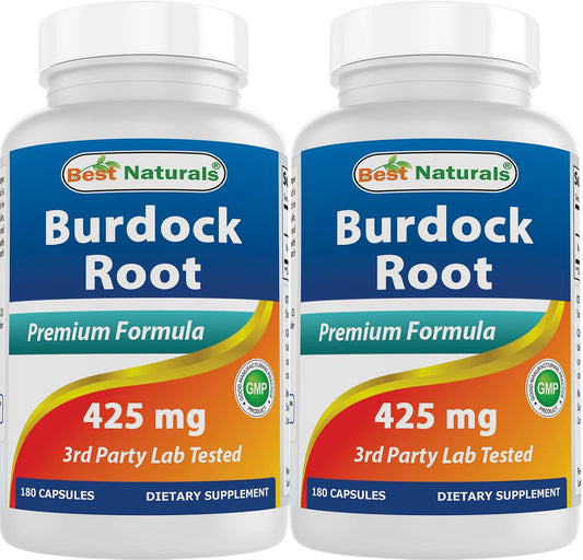 Best Naturals Raíz de Bardana 425 mg - 180 Cápsulas (Pack de 2)
