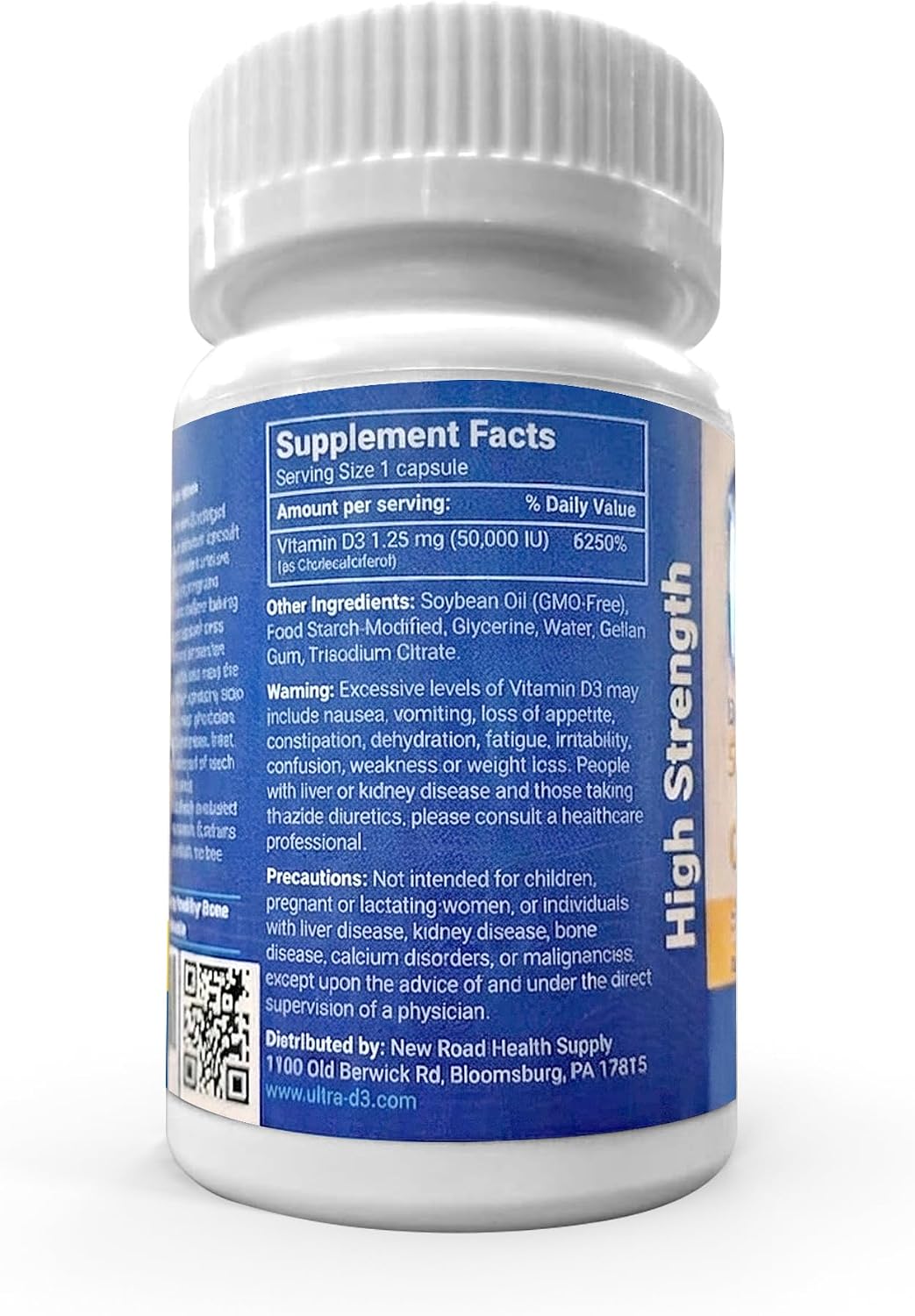 ULTRA-D3 Vitamina D3 50.000 UI – Cápsulas Blandas de Alta Potencia, 50 Dosis Semanales