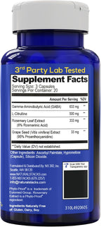 GABA Brain Food - Suplemento de GABA con L-Citrulina y Extracto de Semilla de Uva - 60 Cápsulas
