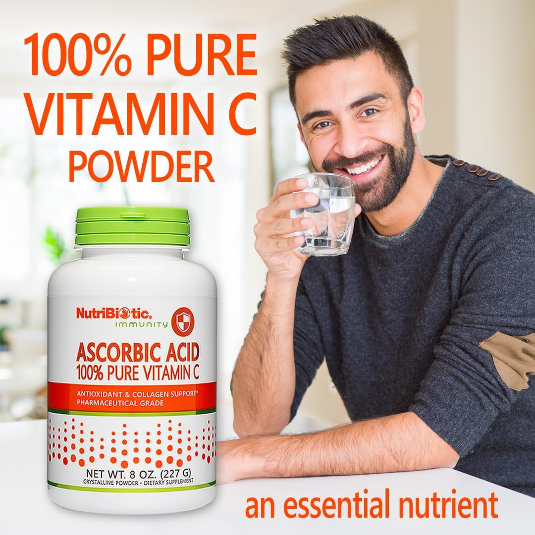 NutriBiotic Ascorbic Acid Vitamin C Powder, 8 oz (227 g) - 2000 mg per serving
