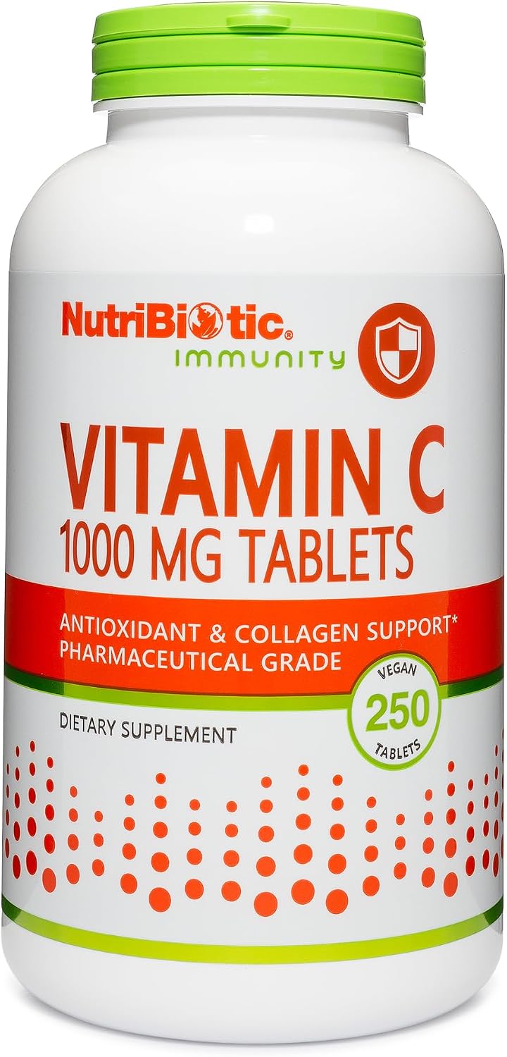 NutriBiotic Vitamina C 1000 mg, 250 Comprimidos - Ácido L-Ascórbico Puro