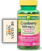 Spring Valley Cranberry 500mg Plus Vitamina C 200 mg - 60 Softgels con Pastillero