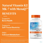 Doctor's Best Vitamina K2 MK7 con MenaQ7 - 45 mcg, 180 Cápsulas Veganas