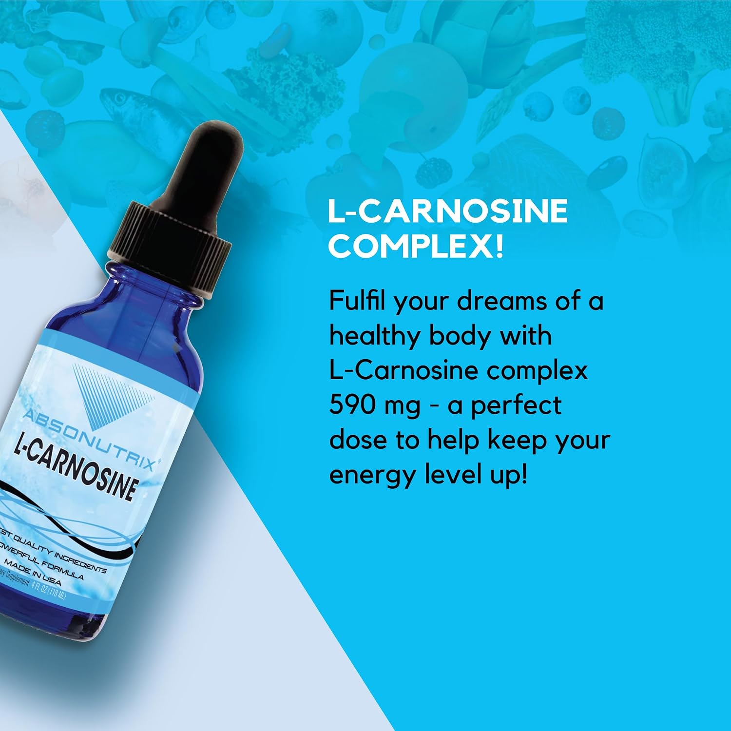 Absonutrix L-Carnosina - 583 mg, 118 ml (4 oz) - 200 Servings, Gotas Líquidas de Alta Biodisponibilidad