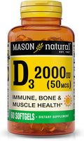 Mason Natural Vitamina D3 2.000 UI Ultra Strength - 60 Cápsulas Blandas