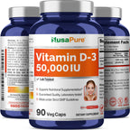 NusaPure Vitamina D3 50.000 IU 90 Cápsulas Veganas (No-GMO)