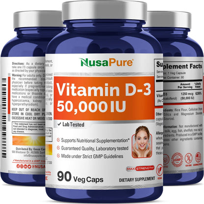NusaPure Vitamina D3 50.000 IU 90 Cápsulas – La vitamina D contribuye al funcionamiento normal del sistema – Image 5