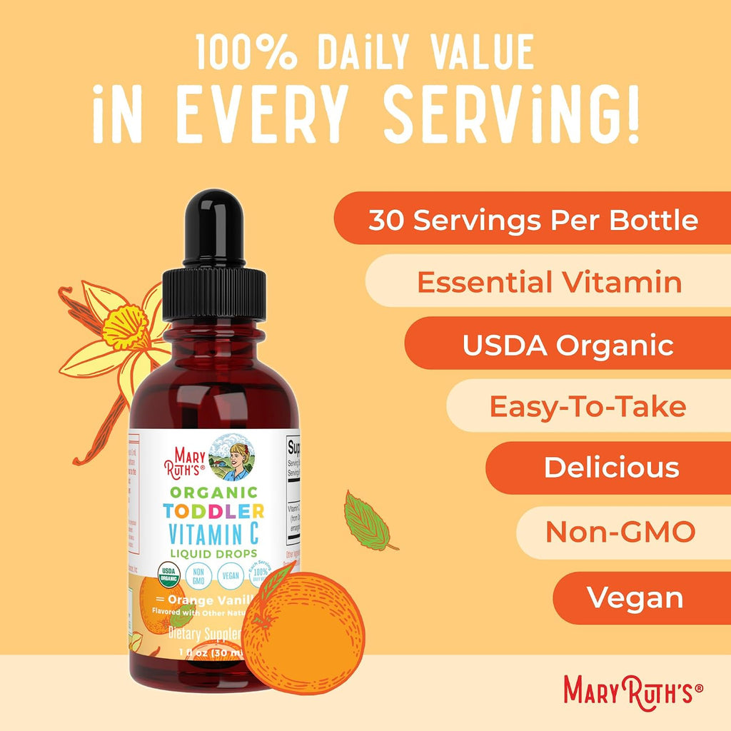 MaryRuth's Gotas Orgánicas de Vitamina C para Niños Pequeños (1-3 Años) – 15 mg por dosis – 30 dosis