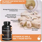 MaxX Labs Vitamina K2 con Vitamina D3 - Complejo K2 MK-7 y MK-4 - 600 mcg - 90 Cápsulas