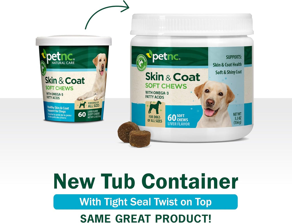 Petnc Natural Care Suplemento para Piel y Pelaje para Perros (60 Masticables) con Omega 3, EPA y DHA, Sabor a Hígado