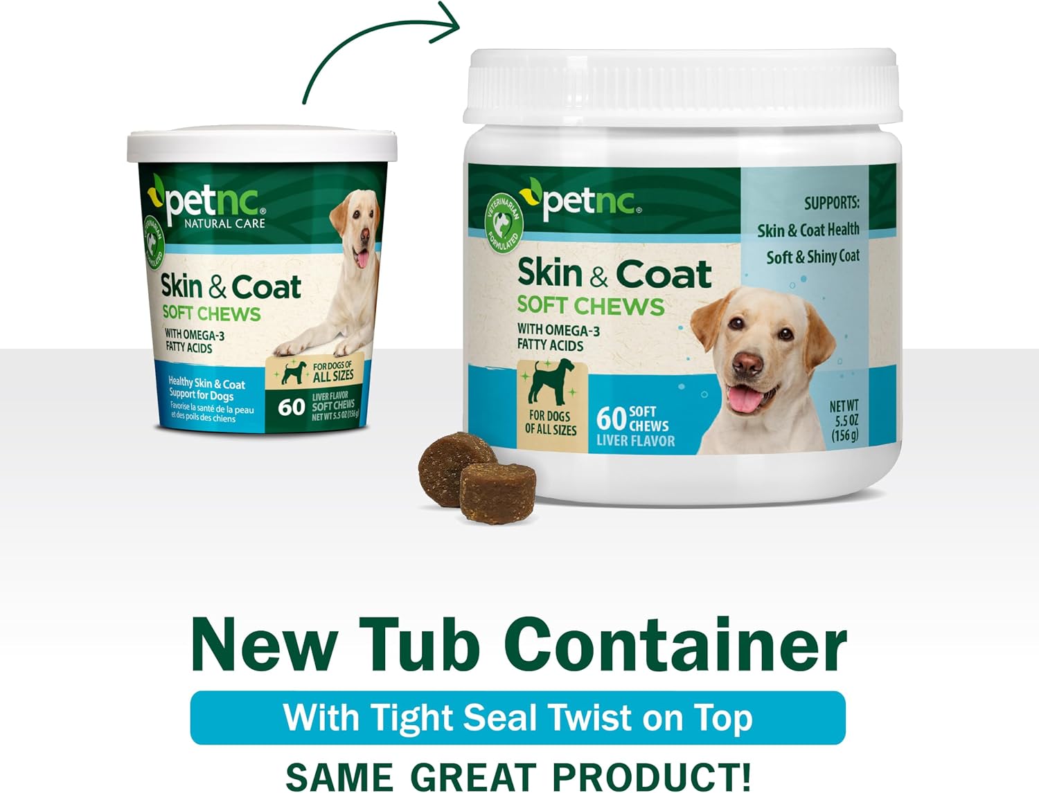 Petnc Natural Care Suplemento para Piel y Pelaje para Perros (60 Masticables) con Omega 3, EPA y DHA, Sabor a Hígado