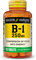 MASON NATURAL Vitamina B1 Tiamina 250 mg, 100 Comprimidos