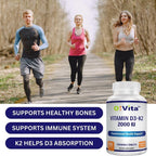 O!VITA Vitamina D3 + K2 2000UI Masticable para el Mantenimiento de los Huesos, 90 Comprimidos Vegetarianos (Suministro para 3 Meses)