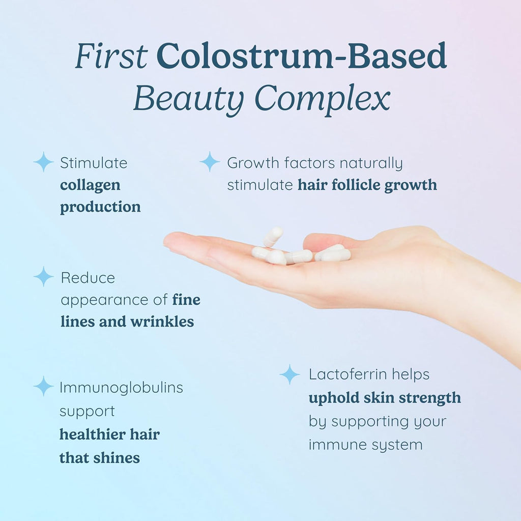 WonderCow Biotina para Cabello, Piel y Uñas con Calostro Bovino, Colágeno, Ácido Hialurónico, Zinc y Lactoferrina | 30 Cápsulas