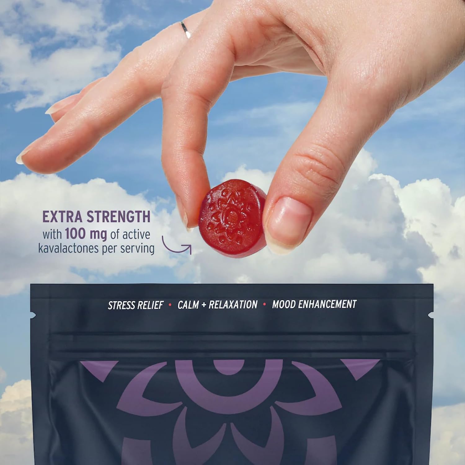 SUNMED Gominolas de Kava para el Estrés y la Calma Profunda | 100mg Kavalactonas | Vegano | Sabor Frutos Rojos