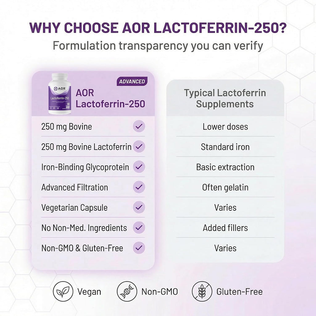 AOR Lactoferrina 250mg, 60 Cápsulas Vegetales