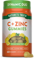 Nature's Truth Vitamin C Gummies with Zinc para Adultos | 60 Gominolas | Apoyo Inmunológico | Vegano, No GMO y Sin Gluten