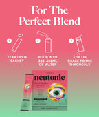 Neutonic Nootropic Focus Blend Powder - Sabor Menta Sandía, 16 sticks - Sin cafeína, Sin azúcar