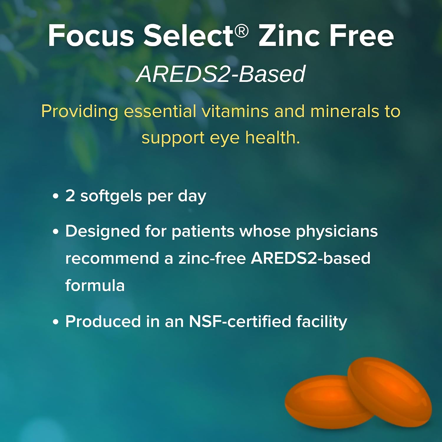 Focus Select Zinc Free - Fórmula sin zinc basada en AREDS2 - 180 Cápsulas Blandas - Complemento para la Salud Visual
