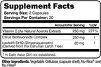 Vitamina C Natural de Acerola con Lavitol DHQ y Bioflavonoides - 250 mg, 60 Cápsulas