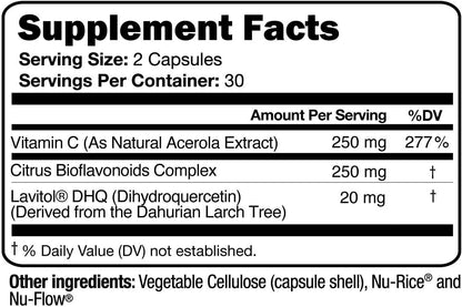 Vitamina C Natural de Acerola con Lavitol DHQ y Bioflavonoides - 250 mg, 60 Cápsulas – Image 2
