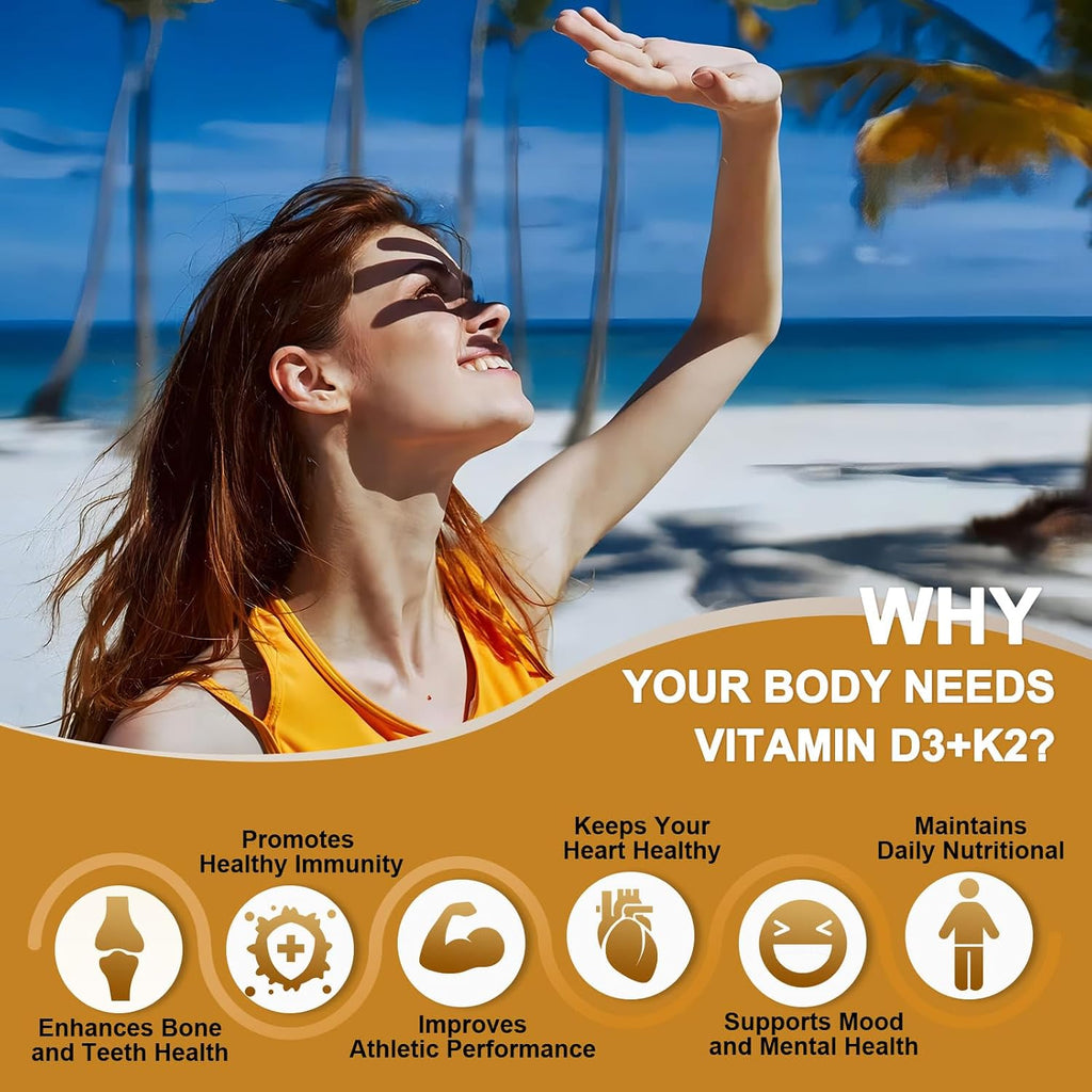 NATURE TARGET Vitamina D3 K2 con Calcio y Magnesio, 5000 UI D3 + 120 mcg K2, 120 comprimidos