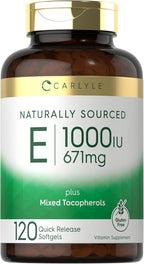 Carlyle Vitamina E 1000 UI con Tocoferoles Mixtos, 120 Cápsulas Blandas