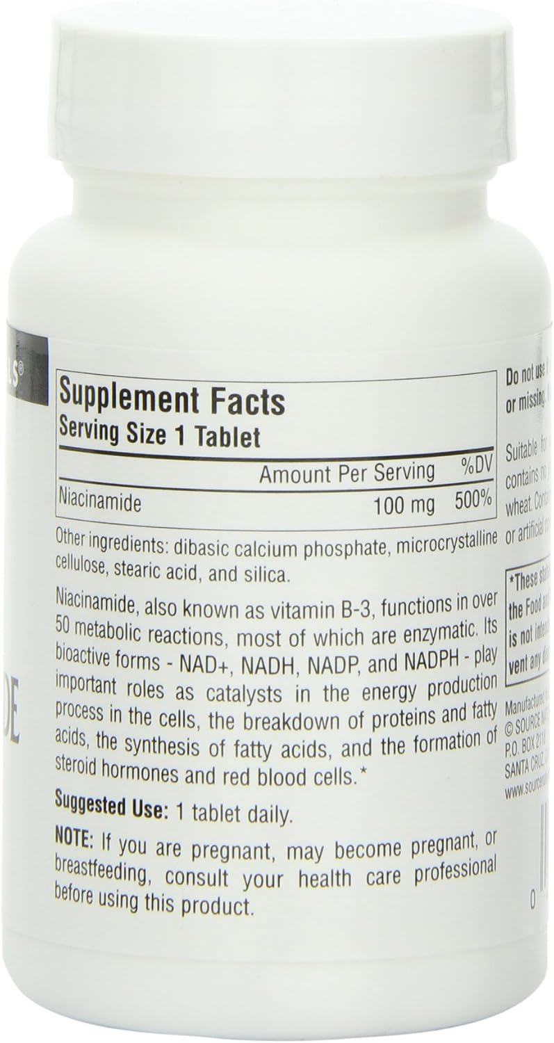 Source Naturals Niacinamida Vitamina B3 100mg | 250 Comprimidos (Pack de 3)