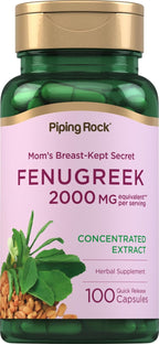 Piping Rock Fenugreek Capsules for Women - 100 Cápsulas - Extracto Concentrado de Semilla - Suplemento Herbal - No GMO, Sin Gluten