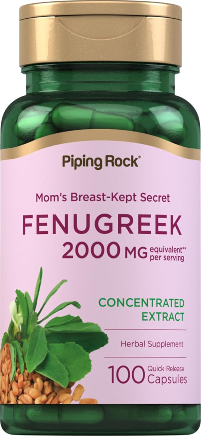 Piping Rock Fenugreek Capsules for Women - 100 Cápsulas - Extracto Concentrado de Semilla - Suplemento Herbal - No GMO, Sin Gluten