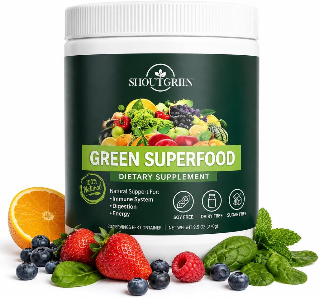 SHOUTGRIIN Green Superfood Powder - Superalimentos Verdes Orgánicos