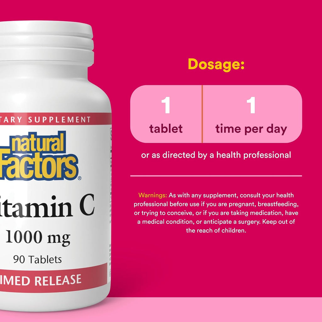 Natural Factors - Vitamina C 1000 mg, Liberación Prolongada, 90 Comprimidos