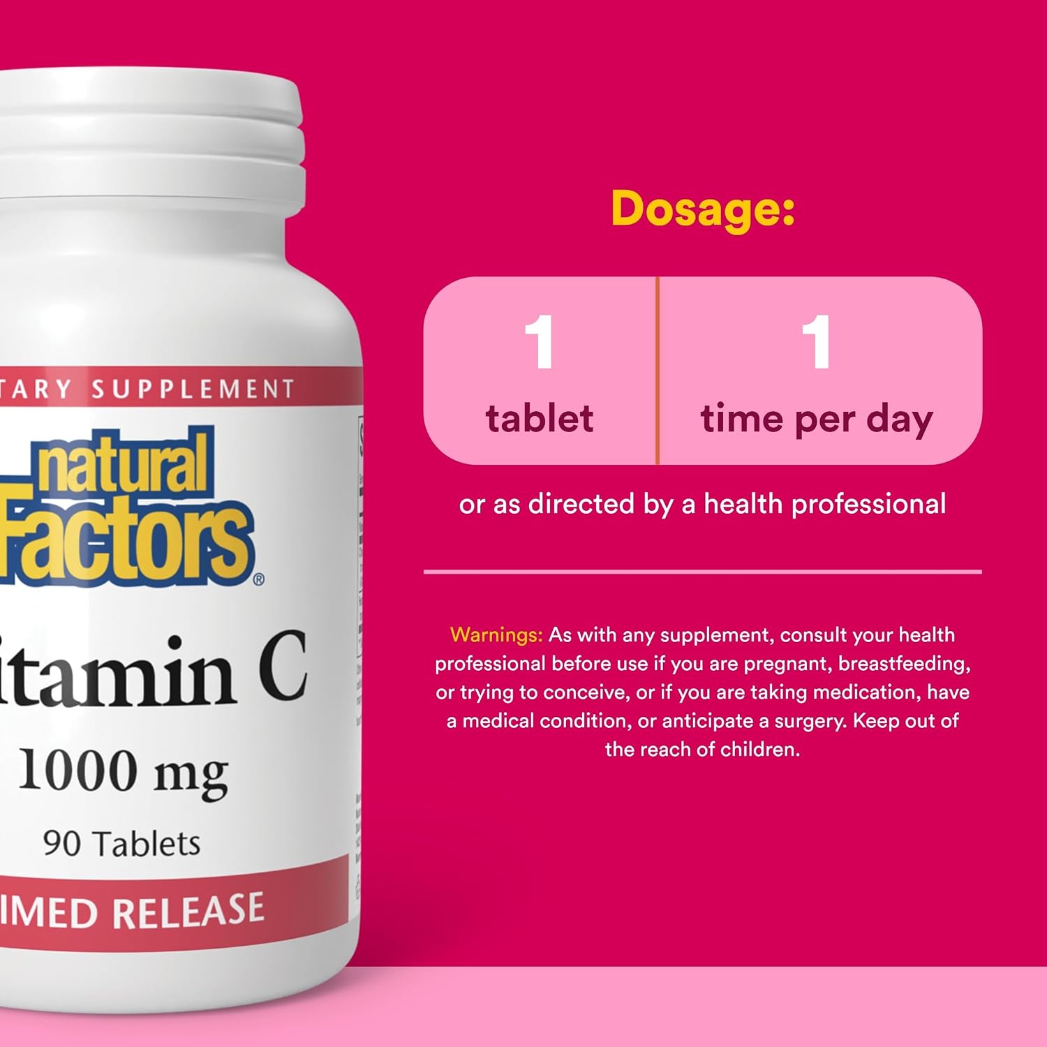 Natural Factors - Vitamina C 1000 mg, Liberación Prolongada, 90 Comprimidos