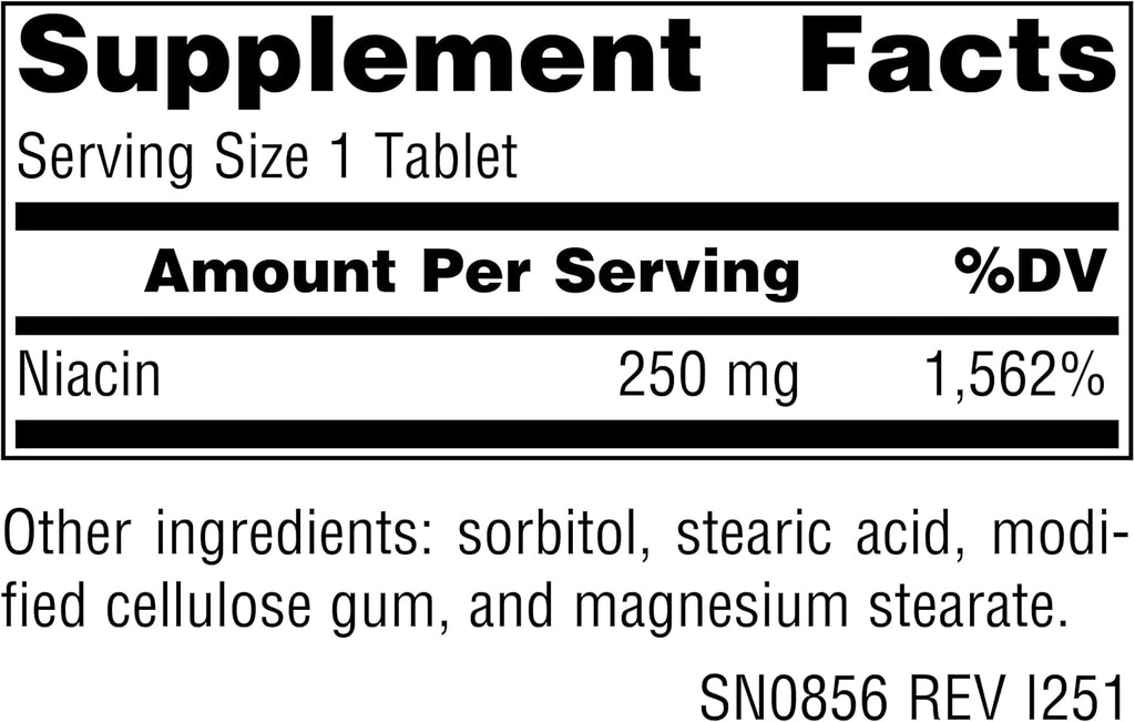 Source Naturals Niacina 250 mg, Vitamina B3 Vegana, 250 Comprimidos