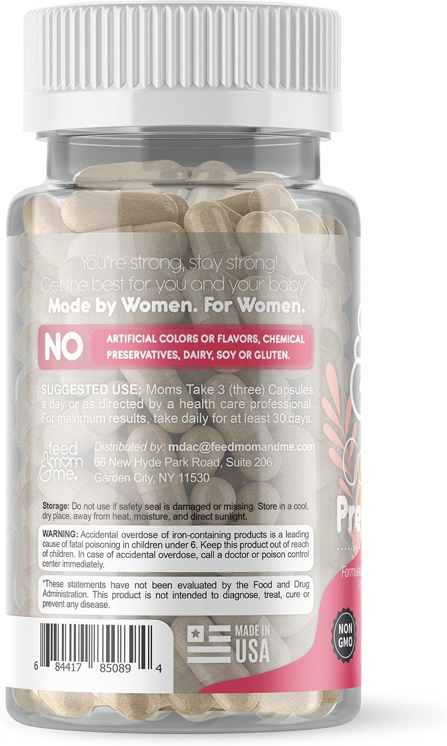 Feed Mom & Me Vitamina Prenatal + DHA, 22 Vitaminas y Minerales para el Apoyo Nutricional de la Madre y el Bebé - 30 Días
