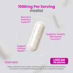 Cápsulas de Inositol (Myo-Inositol) 1000 mg por dosis, 120 cápsulas