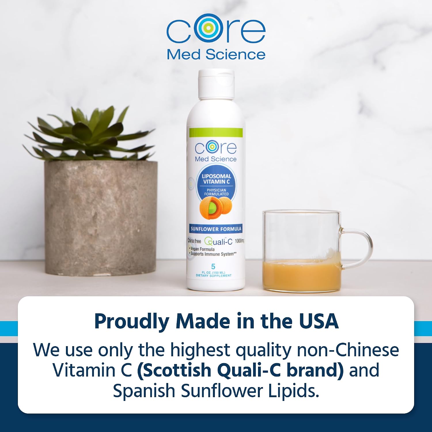 Vitamina C Liposomal 1000mg Líquido - Fórmula de Girasol, 148 ml - Core Med Science