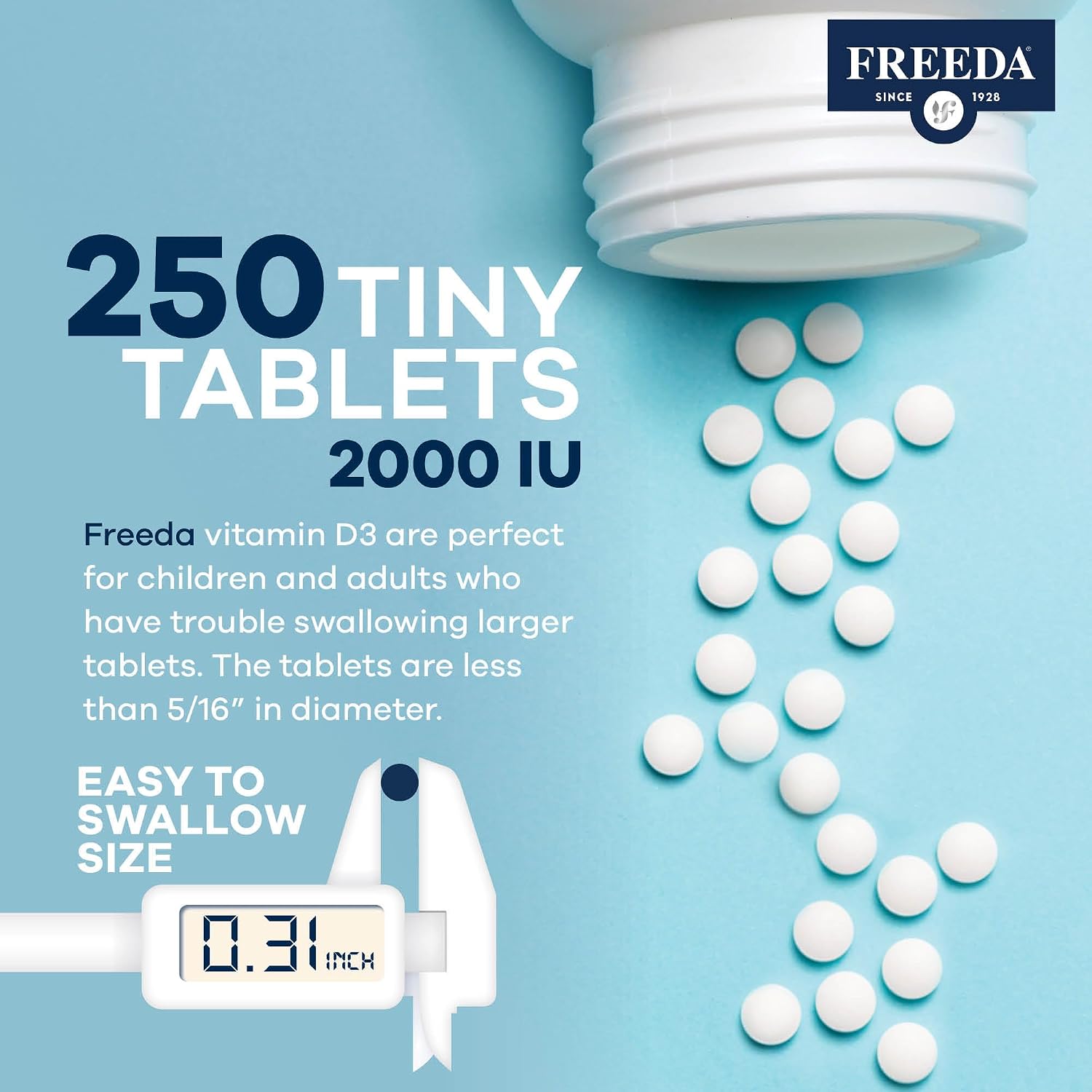 FREEDA Vitamina D3 Pura 2000 UI – 250 Comprimidos Pequeños