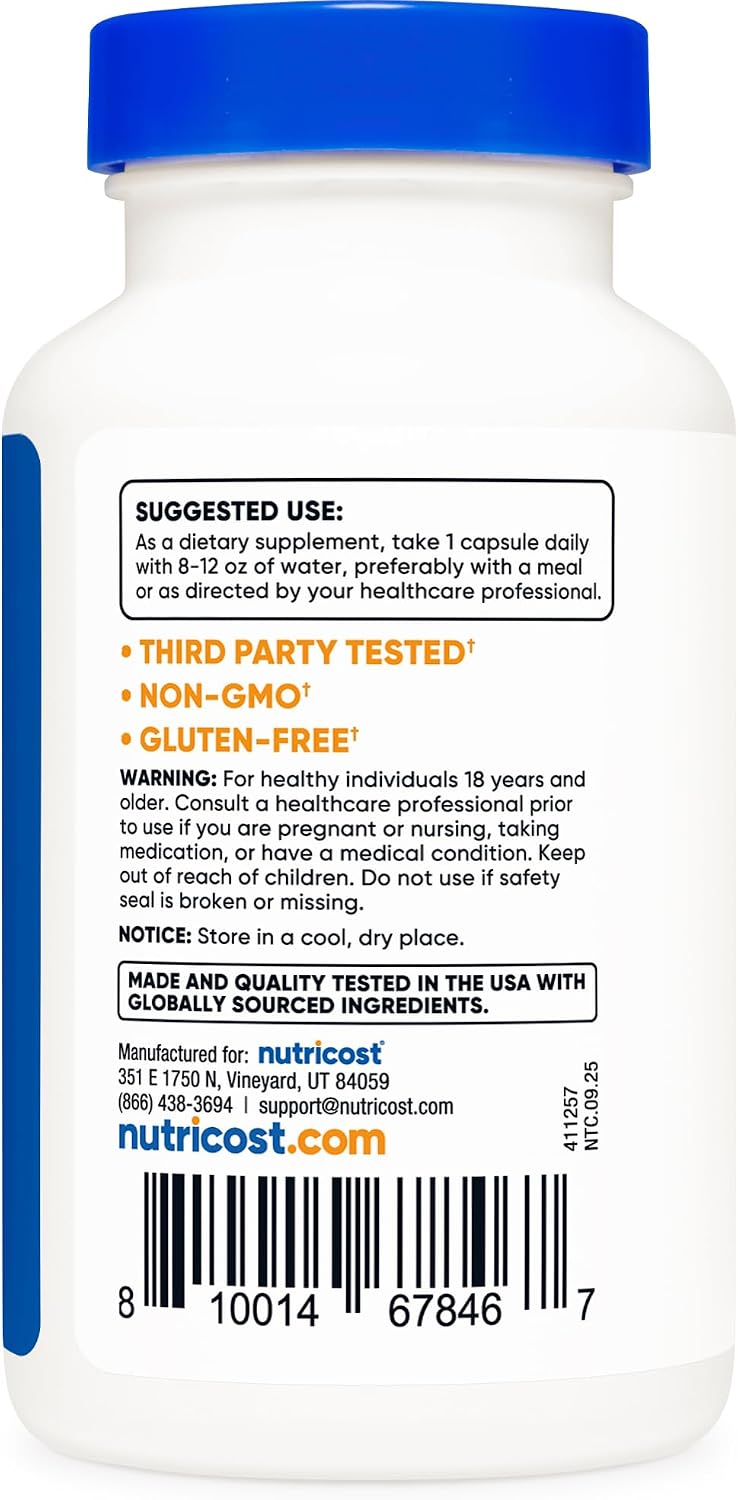 Apigenina 50 mg, 180 Cápsulas - Vegano, Sin Gluten, No Transgénico - Nutricost